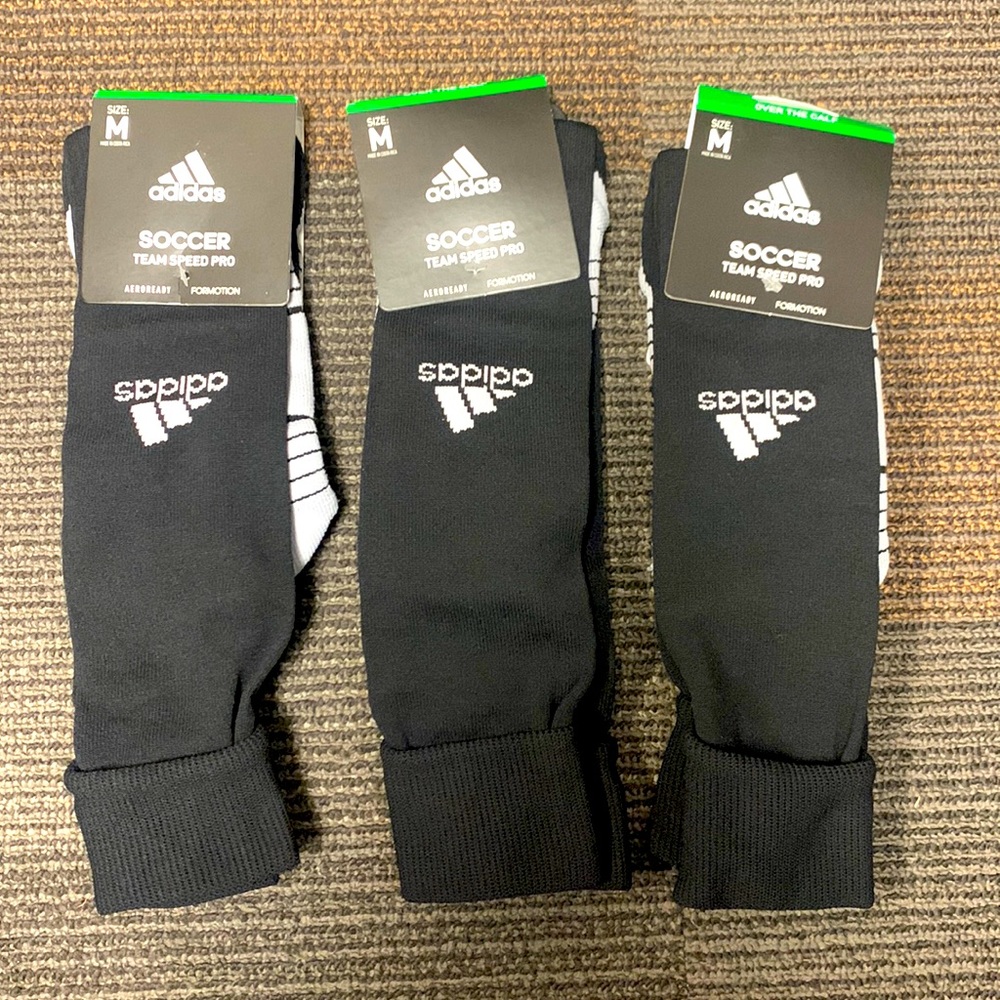 NWT adidas soccer socks black
